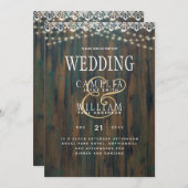 LeahG Rustic Wood Lights Wedding Einladung (Vorne/Hinten)