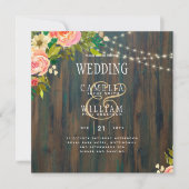 LeahG Rustic Wood Peach Coral Floral Wedding (Vorderseite)