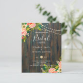LeahG Rustic Wood Peach Coral Floral Wedding (Stehend Vorderseite)