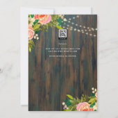 LeahG Rustic Wood Peach Coral Floral Wedding Einladung (Rückseite)