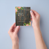 LeahG Rustic Wood Peach Coral Floral Wedding Flyer (Gruppe)