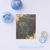 LeahG Rustic Wood Peach Coral Floral Wedding Flyer (Einzeln)