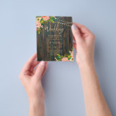 LeahG Rustic Wood Peach Coral Floral Wedding Flyer (Gruppe)