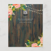 LeahG Rustic Wood Peach Coral Floral Wedding Flyer (Hinten)