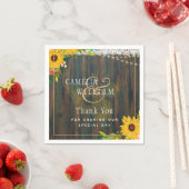 LeahG Rustikale Sonnenblumen Lights Wood Wedding Serviette (Beispiel)