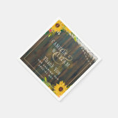 LeahG Rustikale Sonnenblumen Lights Wood Wedding Serviette (Ecke)