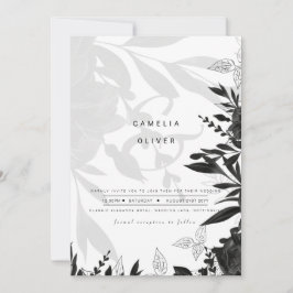 LeahG Schwarz-weiße Rose Hochzeitbudget Einladung