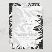 LeahG Schwarz-weiße Rose Hochzeitbudget Einladung (Vorne/Hinten)