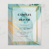 LeahG Sea Glass Aquamarin Gold INK Wedding INVITE (Vorderseite)