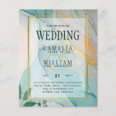 LeahG Sea Glass Aquamarin Gold INK Wedding INVITE (Vorderseite)