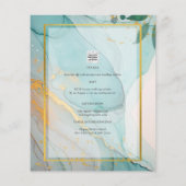 LeahG Sea Glass Aquamarin Gold INK Wedding INVITE (Rückseite)