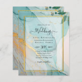 LeahG Sea Glass Aquamarin Gold INK Wedding INVITE (Vorne/Hinten)