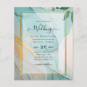 LeahG Sea Glass Aquamarin Gold INK Wedding INVITE (Vorderseite)