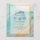LeahG Sea Glass Aquamarin Gold INK Wedding INVITE (Vorderseite)