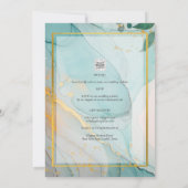 LeahG Sea Glass Aquamarin Gold INK Wedding INVITE Einladung (Rückseite)