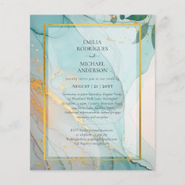 LeahG Sea Glass Aquamarin Gold INK Wedding INVITE Flyer