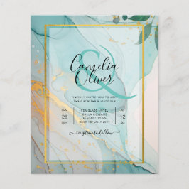 LeahG Sea Glass Aquamarin Gold INK Wedding INVITE Flyer
