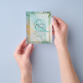 LeahG Sea Glass Aquamarin Gold INK Wedding INVITE Flyer (Gruppe)