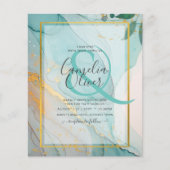 LeahG Sea Glass Aquamarin Gold INK Wedding INVITE Flyer (Vorne)