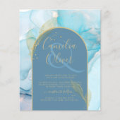 LeahG Sea Glass Gold Ink Aqua Blue Wedding INVITE (Vorderseite)