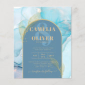 LeahG Sea Glass Gold Ink Aqua Blue Wedding INVITE (Vorderseite)