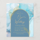 LeahG Sea Glass Gold Ink Aqua Blue Wedding INVITE (Vorderseite)