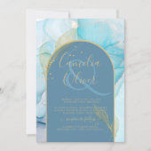 LeahG Sea Glass Gold Ink Aqua Blue Wedding INVITE Einladung (Vorderseite)