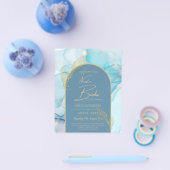 LeahG Sea Glass Gold Ink Aqua Blue Wedding INVITE Flyer (Einzeln)