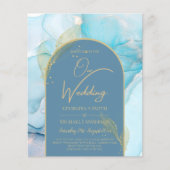 LeahG Sea Glass Gold Ink Aqua Blue Wedding INVITE Flyer (Vorne)