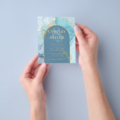 LeahG Sea Glass Gold Ink Aqua Blue Wedding INVITE Flyer (Gruppe)