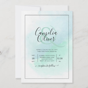 LeahG Sea Glass Türkis Aquamarin Blue Wedding INVI Einladung