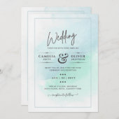 LeahG Sea Glass Türkis Aquamarin Blue Wedding INVI Einladung (Vorne/Hinten)