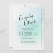 LeahG Sea Glass Türkis Aquamarin Blue Wedding INVI Einladung (Vorderseite)