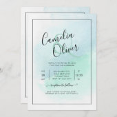 LeahG Sea Glass Türkis Aquamarin Blue Wedding INVI Einladung (Vorne/Hinten)