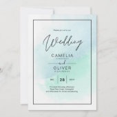 LeahG Sea Glass Türkis Aquamarin Blue Wedding INVI Einladung (Vorderseite)