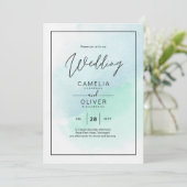 LeahG Sea Glass Türkis Aquamarin Blue Wedding INVI Einladung (Stehend Vorderseite)