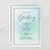 LeahG Sea Glass Türkis Aquamarin Blue Wedding INVI Einladung (Vorne/Hinten)