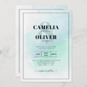 LeahG Sea Glass Türkis Aquamarin Blue Wedding INVI Einladung (Vorne/Hinten)