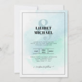 LeahG Sea Glass Türkis Aquamarin Blue Wedding INVI Einladung (Vorderseite)