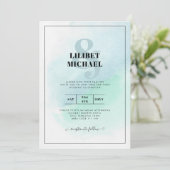 LeahG Sea Glass Türkis Aquamarin Blue Wedding INVI Einladung (Stehend Vorderseite)