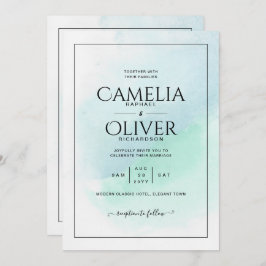 LeahG Sea Glass Türkis Aquamarin Blue Wedding INVI Einladung