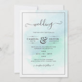 LeahG Sea Glass Türkis Aquamarin Blue Wedding INVI Einladung (Vorderseite)