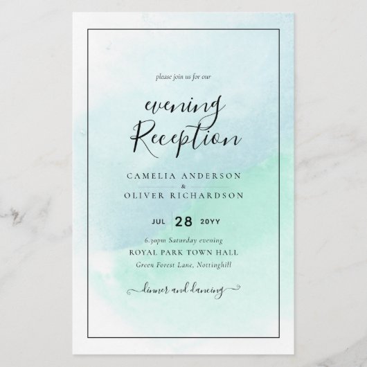 LeahG Sea Glass Türkis Aquamarin Blue Wedding INVI Flyer (Vorne)