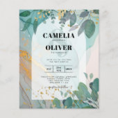 LeahG Seaglass Ink Aquamarin Gold Greenery Wedding (Vorderseite)