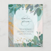 LeahG Seaglass Ink Aquamarin Gold Greenery Wedding (Vorderseite)