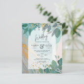 LeahG Seaglass Ink Aquamarin Gold Greenery Wedding (Stehend Vorderseite)