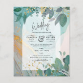 LeahG Seaglass Ink Aquamarin Gold Greenery Wedding (Vorderseite)