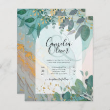 LeahG Seaglass Ink Aquamarin Gold Greenery Wedding