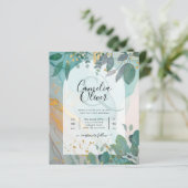 LeahG Seaglass Ink Aquamarin Gold Greenery Wedding (Stehend Vorderseite)