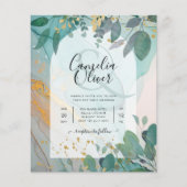 LeahG Seaglass Ink Aquamarin Gold Greenery Wedding (Vorderseite)